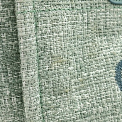 Chanel Deauville MM Jacquard Tweed Silver Chain Tote Shoulder Bag Green — view 6