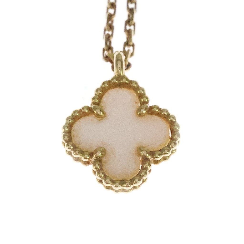 Van Cleef & Arpels Sweet Alhambra Mother of Pearl 18K Yellow Gold Necklace — view 3