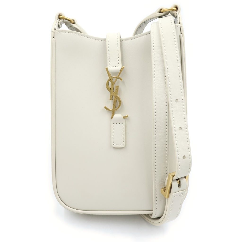 Saint Laurent Paris le Cassandra Leather Shoulder Bag Ivory