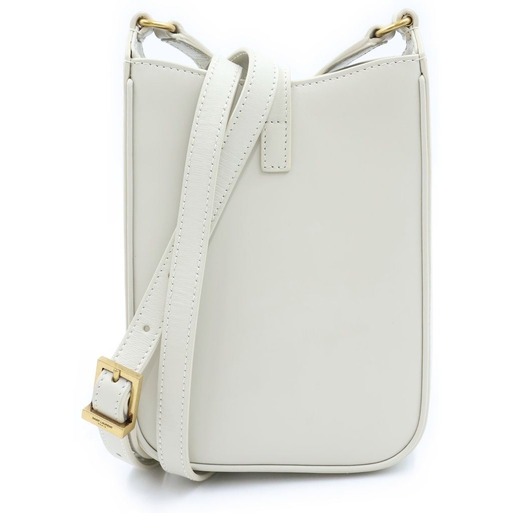 Saint Laurent Paris le Cassandra Leather Shoulder Bag Ivory — view 2