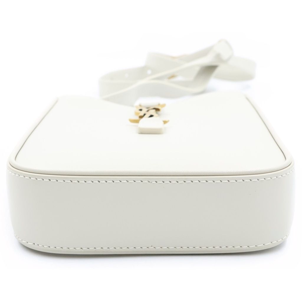 Saint Laurent Paris le Cassandra Leather Shoulder Bag Ivory — view 4