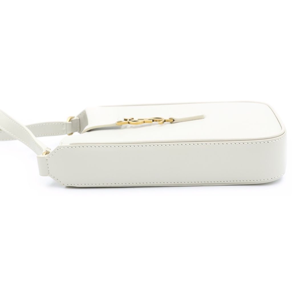 Saint Laurent Paris le Cassandra Leather Shoulder Bag Ivory — view 3