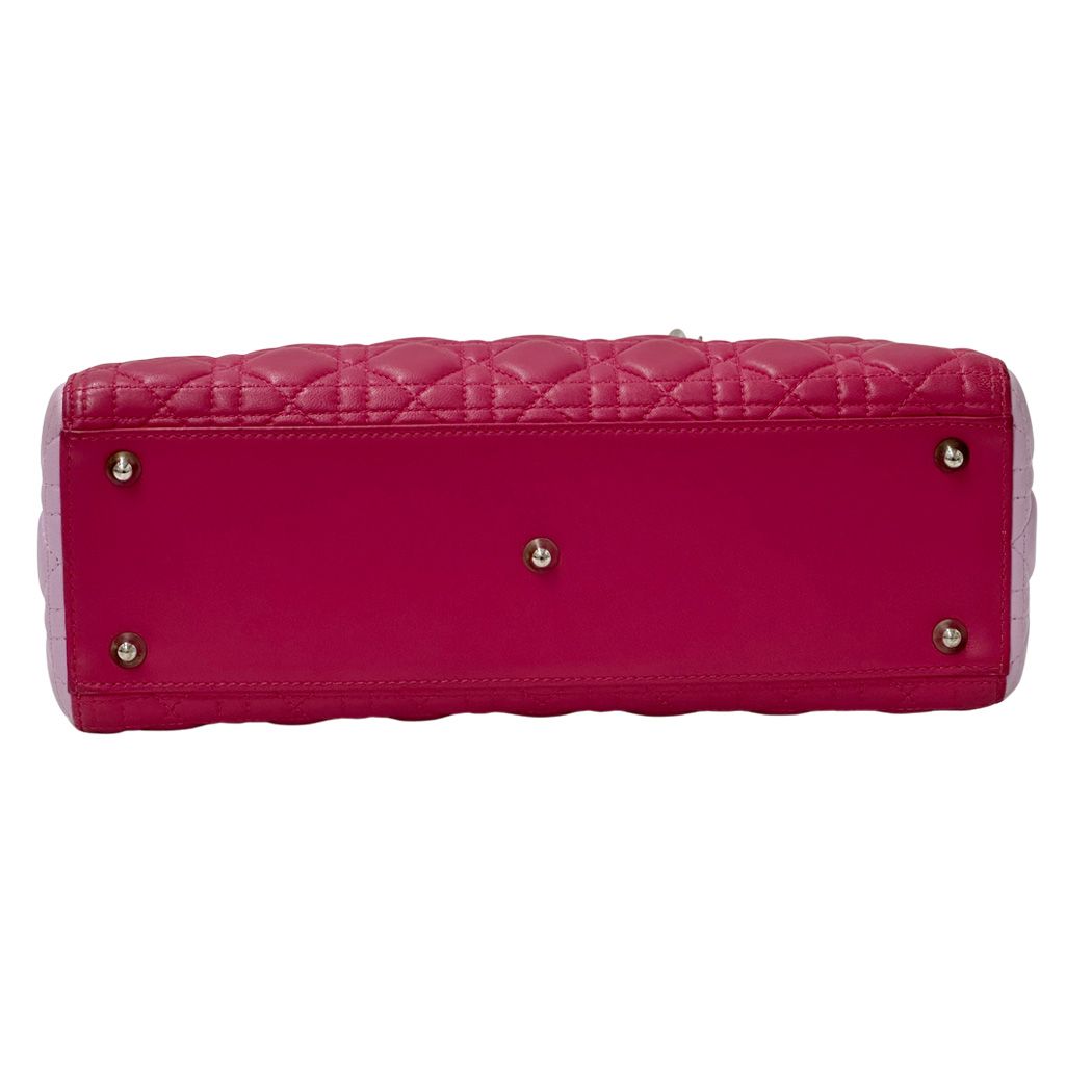 Dior 2-Way Shoulder Bag Lady Dior Large Leather Pink Silver Outing — view 3