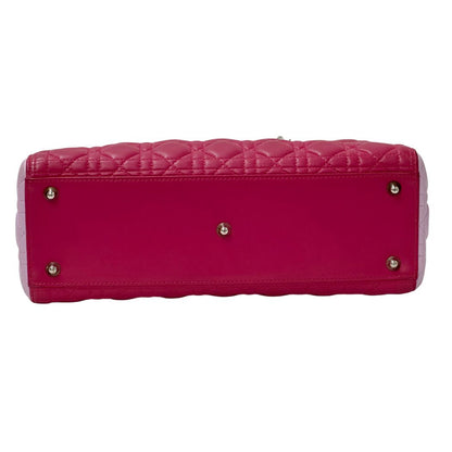 Dior 2-Way Shoulder Bag Lady Dior Large Leather Pink Silver Outing — view 3