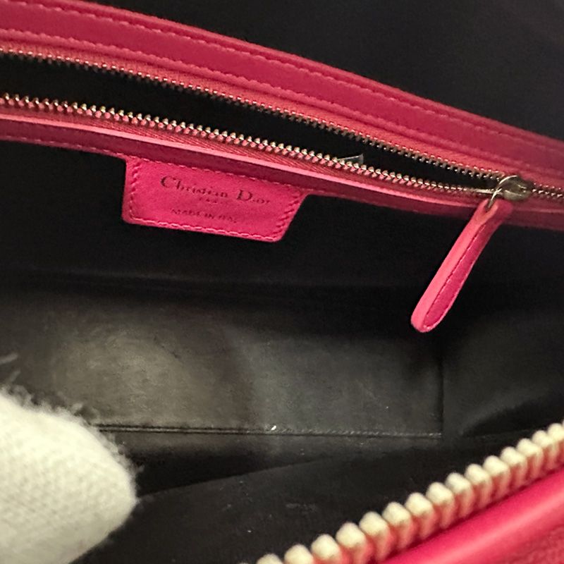 Dior 2-Way Shoulder Bag Lady Dior Large Leather Pink Silver Outing — view 5
