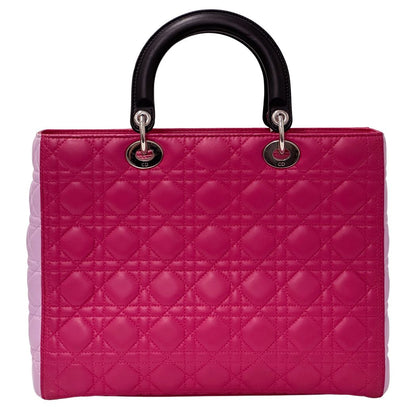 Dior 2-Way Shoulder Bag Lady Dior Large Leather Pink Silver Outing — view 2