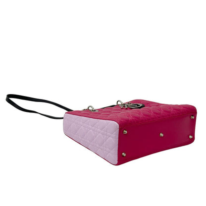 Dior 2-Way Shoulder Bag Lady Dior Large Leather Pink Silver Outing — view 4
