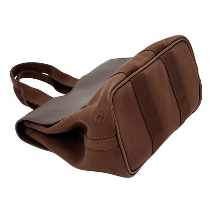 Hermes Valparaiso PM Canvas Handbag Brown Silver Adults with Compact Pouch Logo — view 3