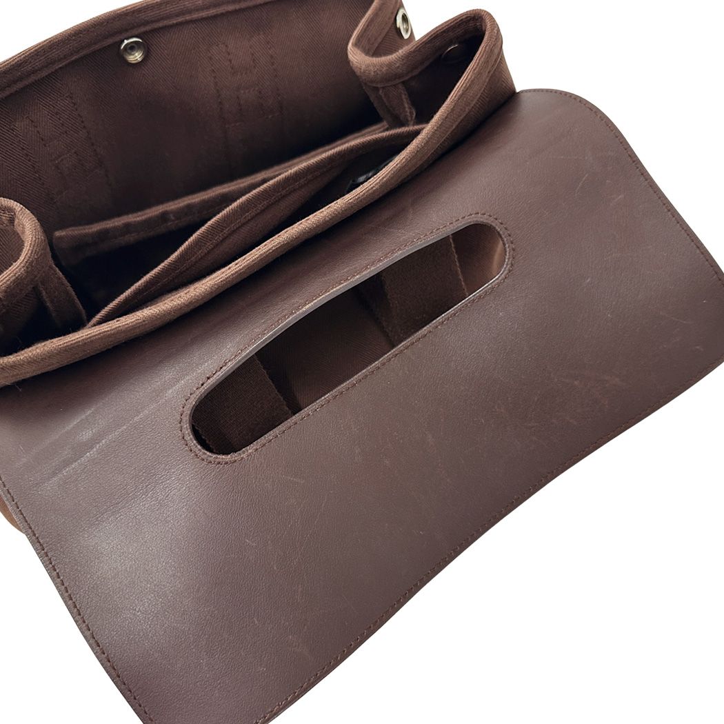 Hermes Valparaiso PM Canvas Handbag Brown Silver Adults with Compact Pouch Logo — view 7