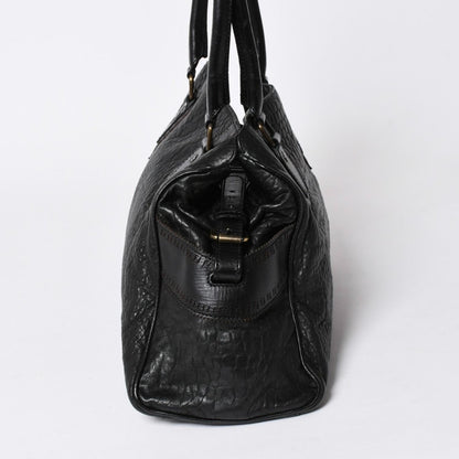 Fendi Etnico Handbag Zucca FF Logo Black Leather Antique Gold — view 4