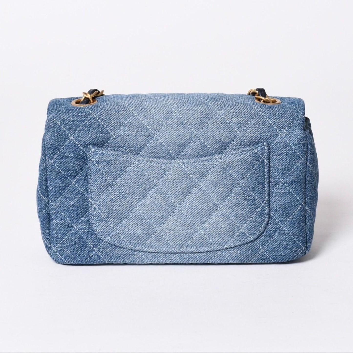 Chanel Mini Quilted 20 CC Logo Gradient Denim Chain Shoulder Bag Stand Blue — view 2