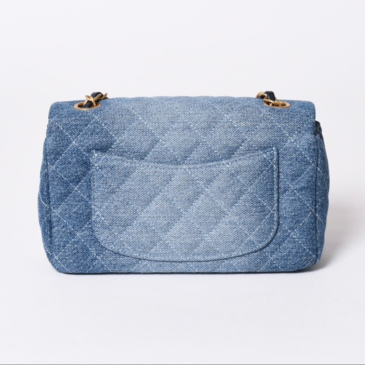 Chanel Mini Quilted 20 CC Logo Gradient Denim Chain Shoulder Bag Stand Blue — view 2