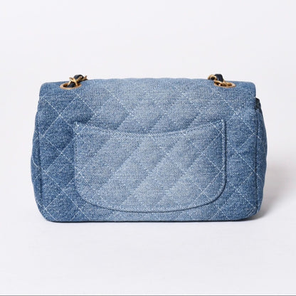 Chanel Mini Quilted 20 CC Logo Gradient Denim Chain Shoulder Bag Stand Blue — view 2