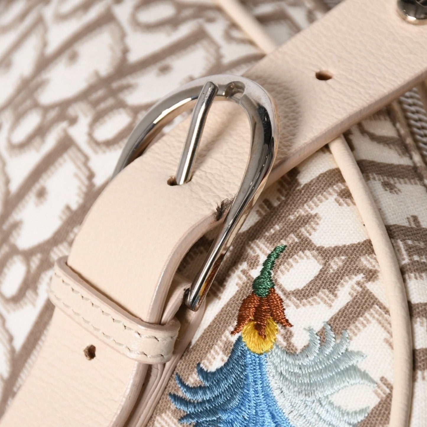 Dior Trotter Flower Embroidery Mini Boston Bag Galliano Era Beige Multicolor — view 8