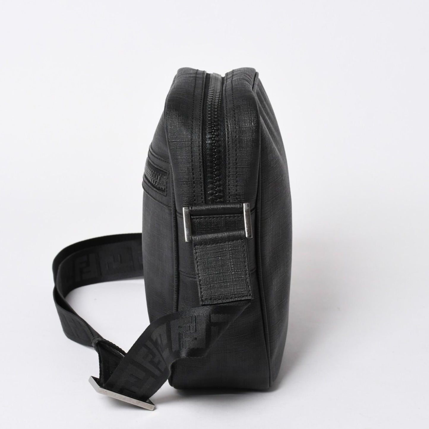 Fendi Zucca FF Logo Crossbody Shoulder Bag Black Metal — view 4