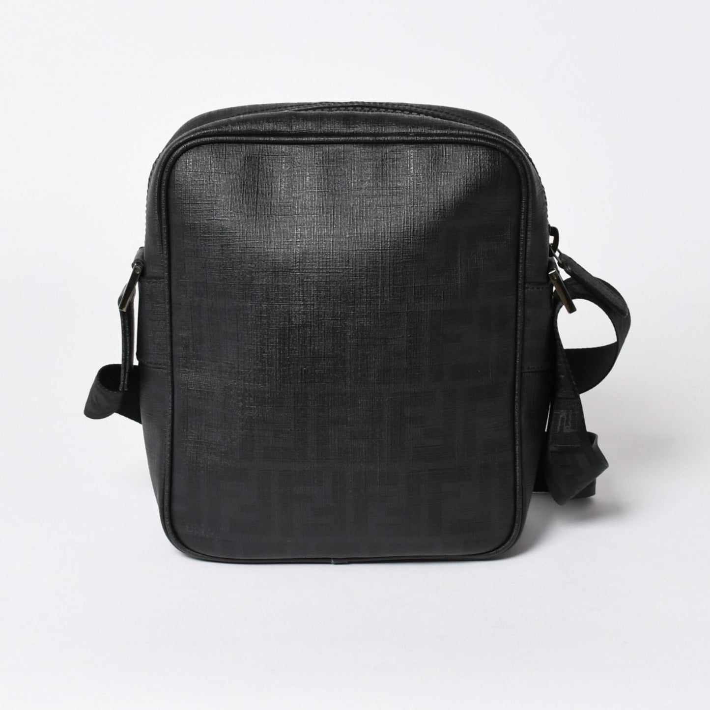 Fendi Zucca FF Logo Crossbody Shoulder Bag Black Metal — view 2