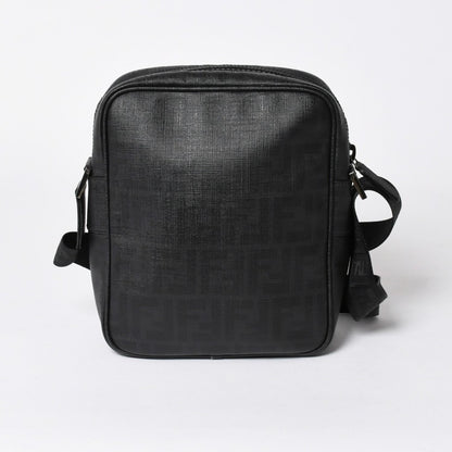 Fendi Zucca FF Logo Crossbody Shoulder Bag Black Metal — view 2