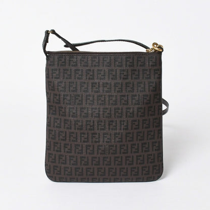 Fendi Zucchino Shoulder Bag FF Logo Brown Gold — view 2