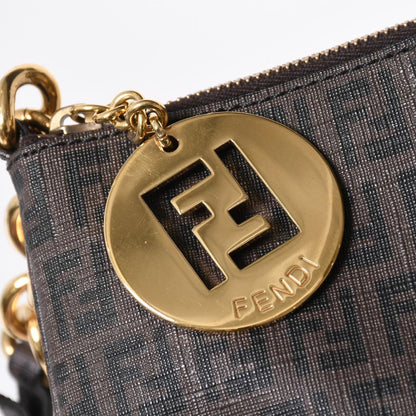 Fendi Zucchino Shoulder Bag FF Logo Brown Gold — view 4