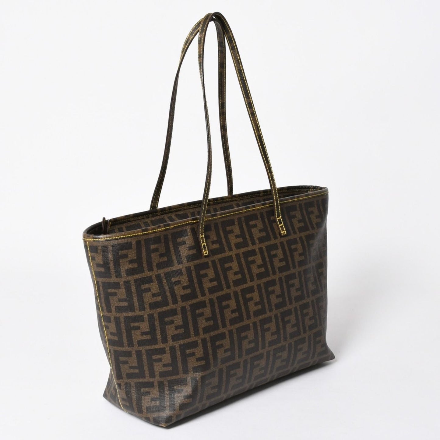 Fendi Zucca Pattern Tote Bag Brown Yellow Gold — view 3