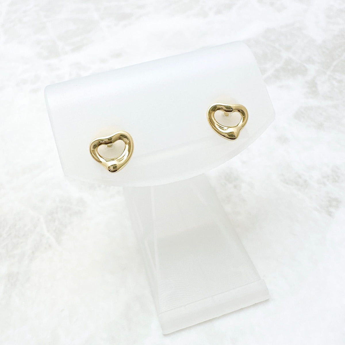 Tiffany & Co Open Heart Yellow Gold Earrings — view 2