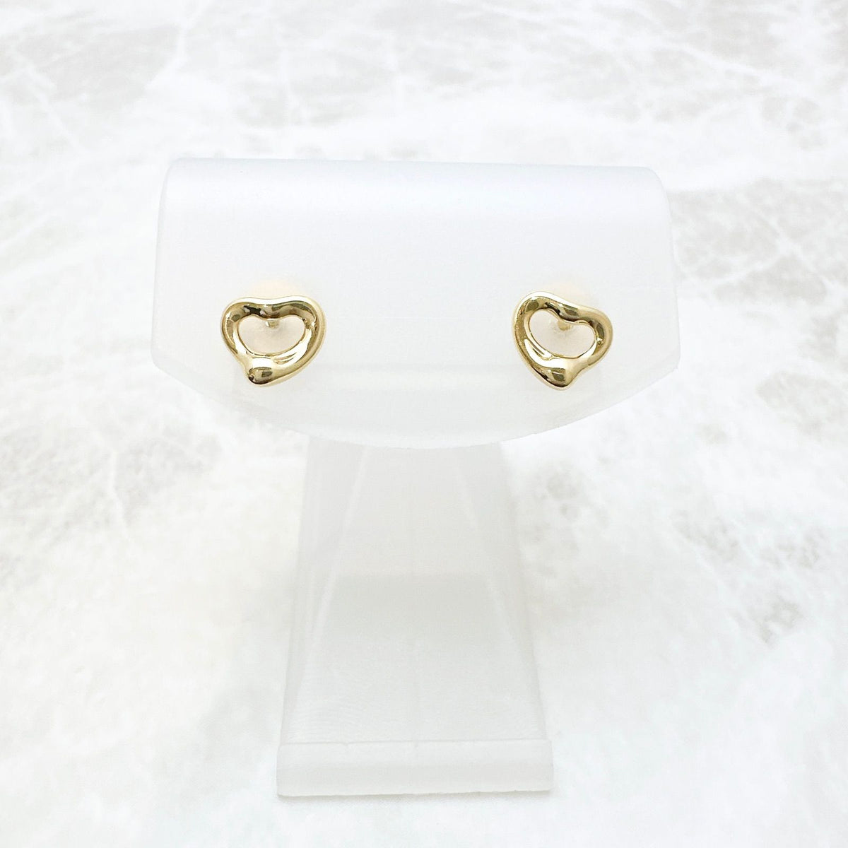 Tiffany & Co Open Heart Yellow Gold Earrings — view 3
