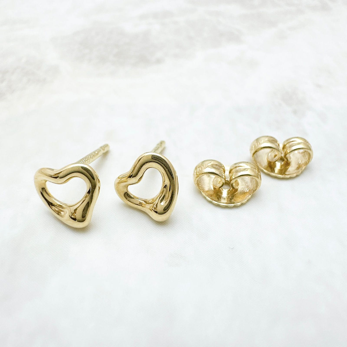 Tiffany & Co Open Heart Yellow Gold Earrings — view 5