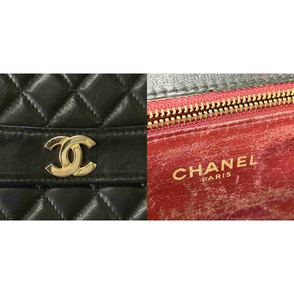 Chanel Maxi Quilted Lambskin Chain Shoulder Bag Vintage Black — view 5