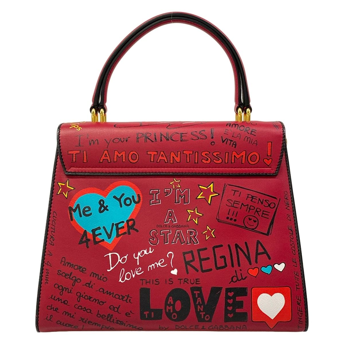 Dolce & Gabbana Handbag Welcome Bag Bordeaux Multi Graffiti Leather — view 3