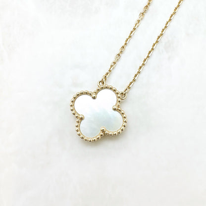 Van Cleef & Arpels Vintage Alhambra Mother of Pearl Yellow Gold Necklace — view 5
