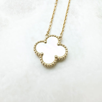 Van Cleef & Arpels Vintage Alhambra Mother of Pearl Yellow Gold Necklace — view 3