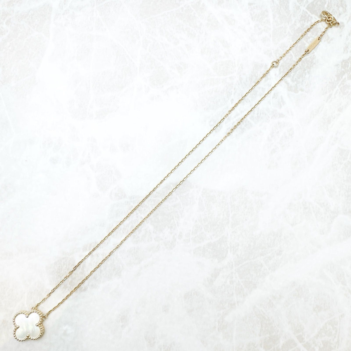 Van Cleef & Arpels Vintage Alhambra Mother of Pearl Yellow Gold Necklace — view 6