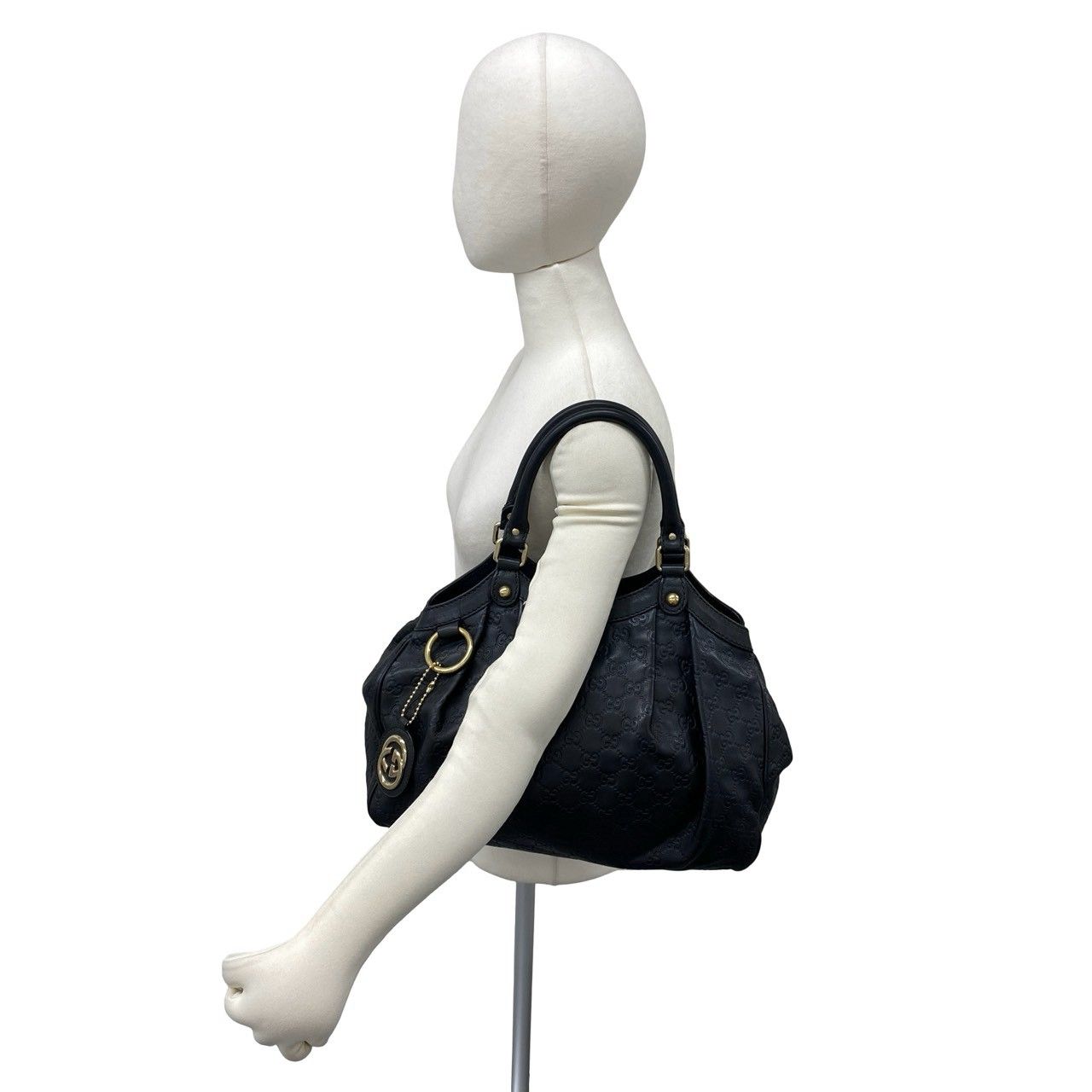 Gucci Sookie Guccissima Leather Tote Shoulder Bag Black — view 2