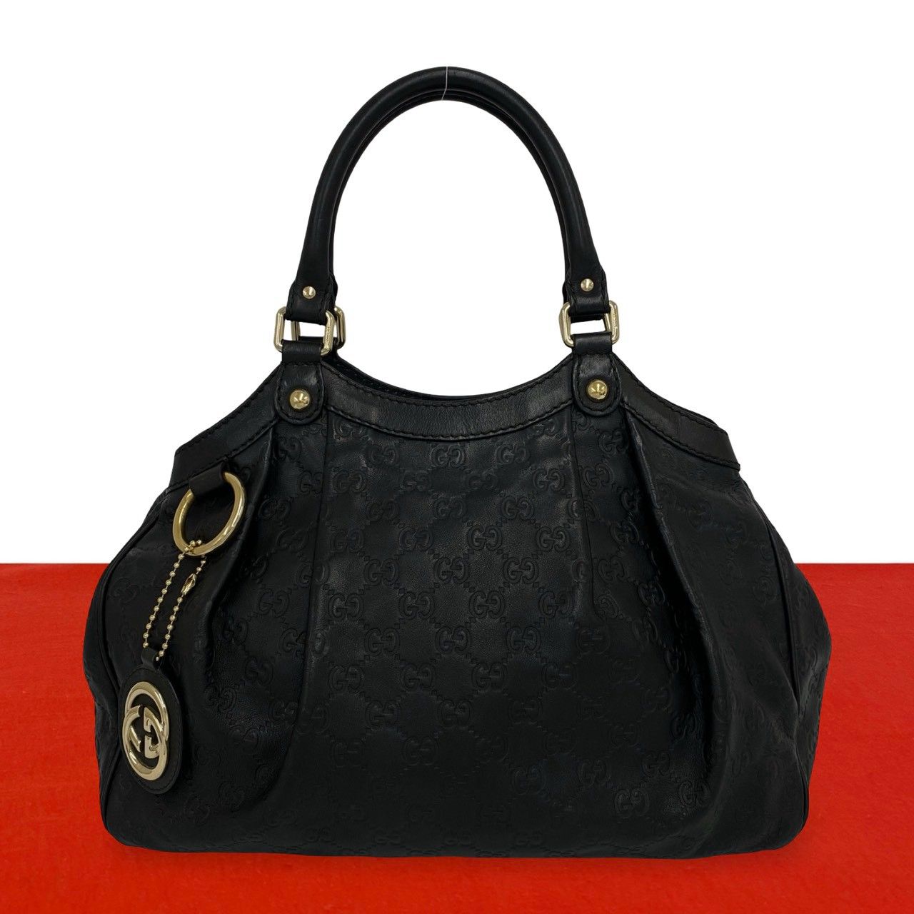 Gucci Sookie Guccissima Leather Tote Shoulder Bag Black