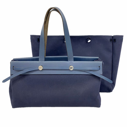 Hermes Tote Bag Herbag Cabas Toile Ash Navy Silver