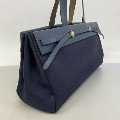 Hermes Tote Bag Herbag Cabas Toile Ash Navy Silver — view 2