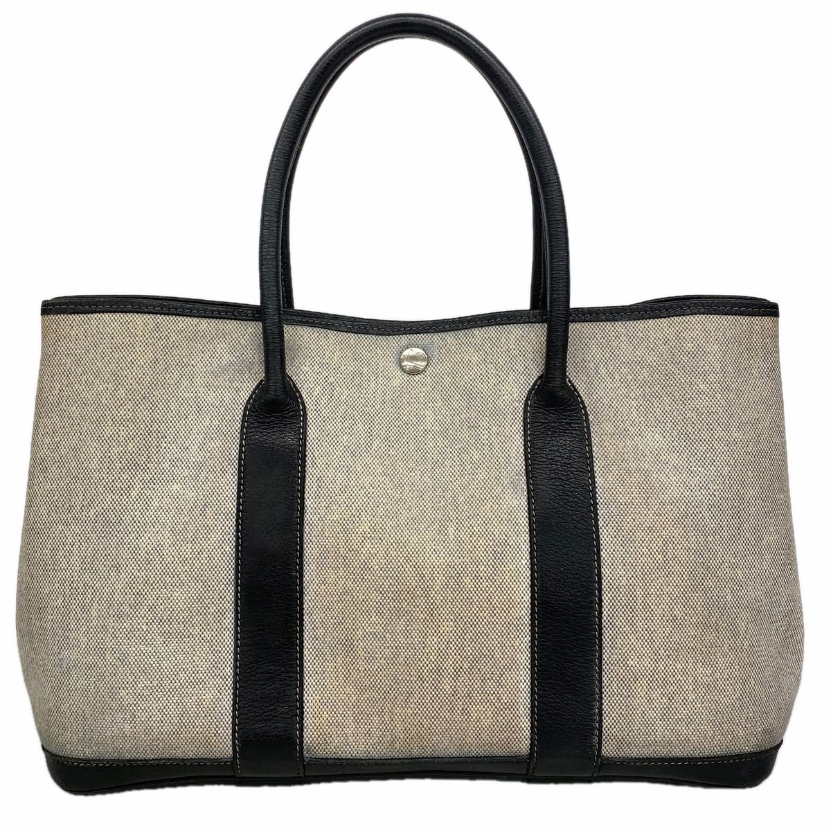 Hermes Tote Bag Garden Party PM Toile Ash Black Silver