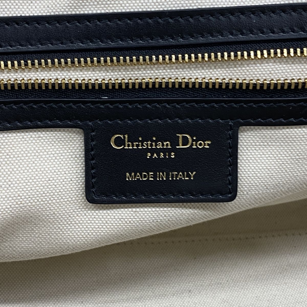 Dior Handbag Vibe Leather Black White Gold 2-Way Back — view 5