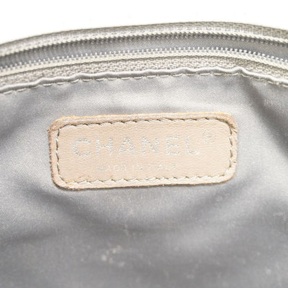 Chanel Chain Tote Bag Quilted Caviar Leather White Silver — view 5