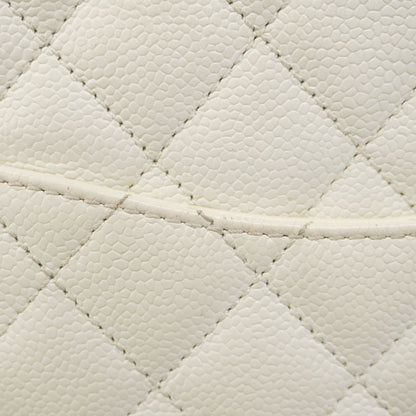 Chanel Chain Tote Bag Quilted Caviar Leather White Silver — view 8