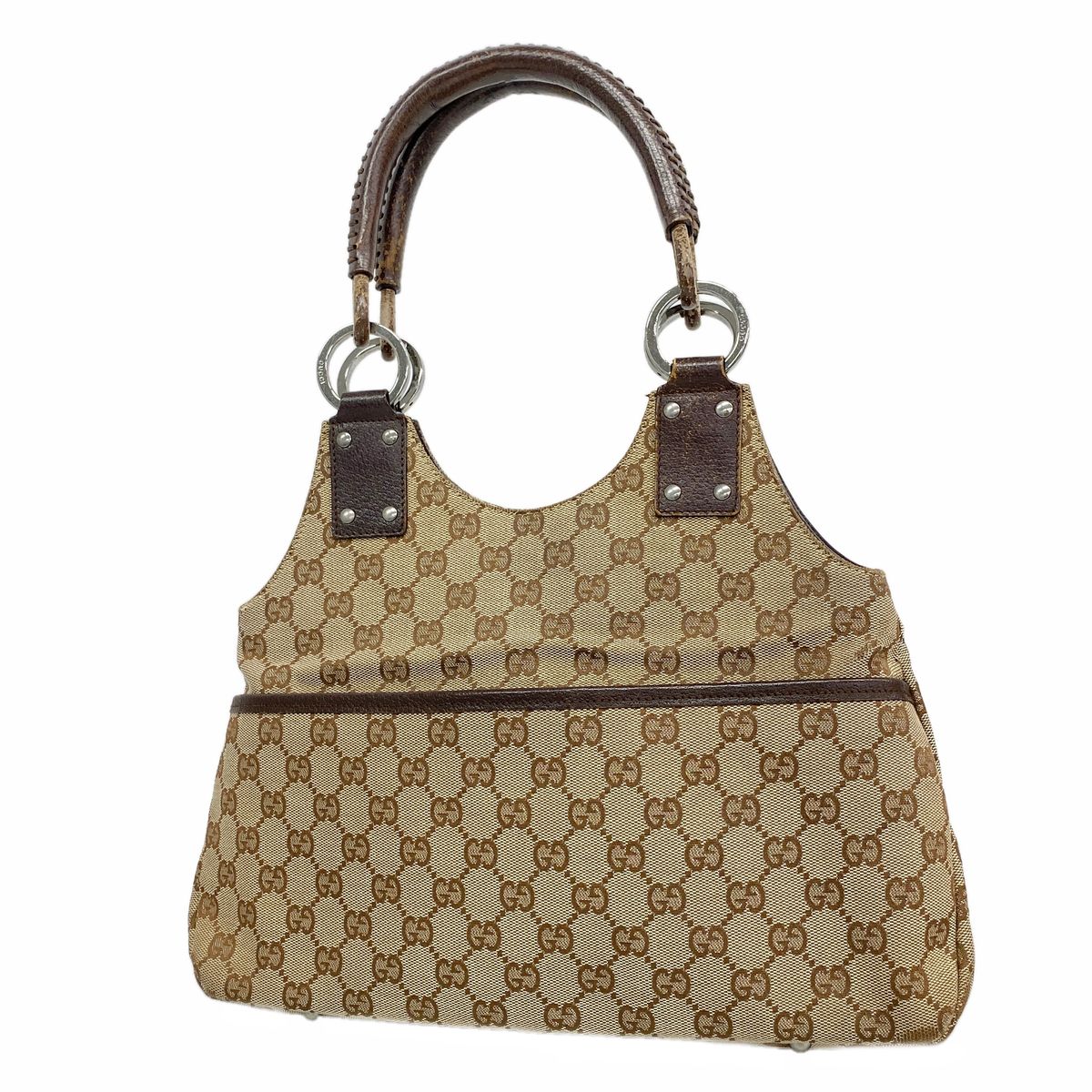Gucci Handbag GG Canvas Beige Silver