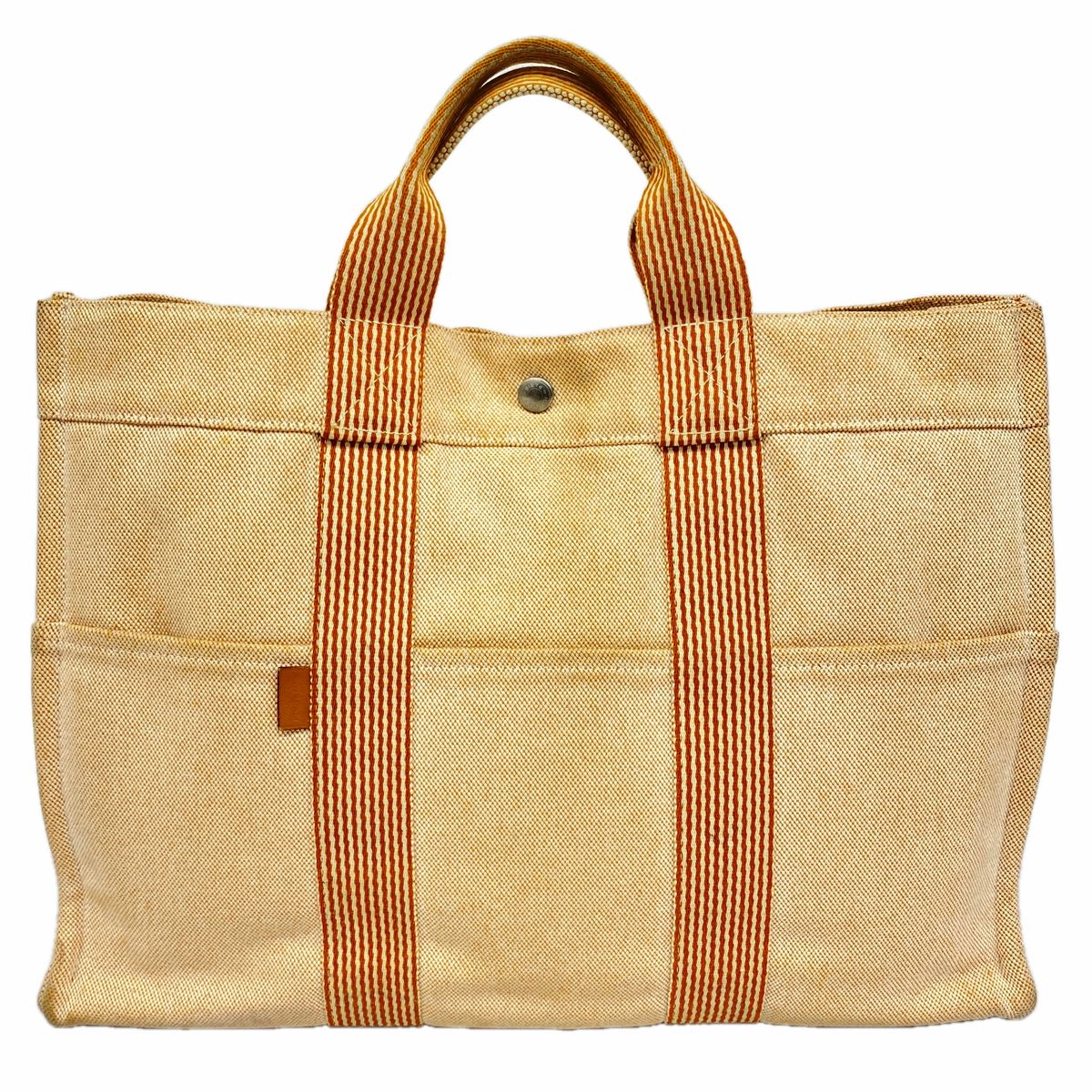 Hermes Tote Bag New Fourre Tout MM Canvas Orange Silver