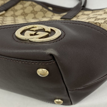 Gucci Tote Bag GG Canvas Beige Brown Gold — view 6