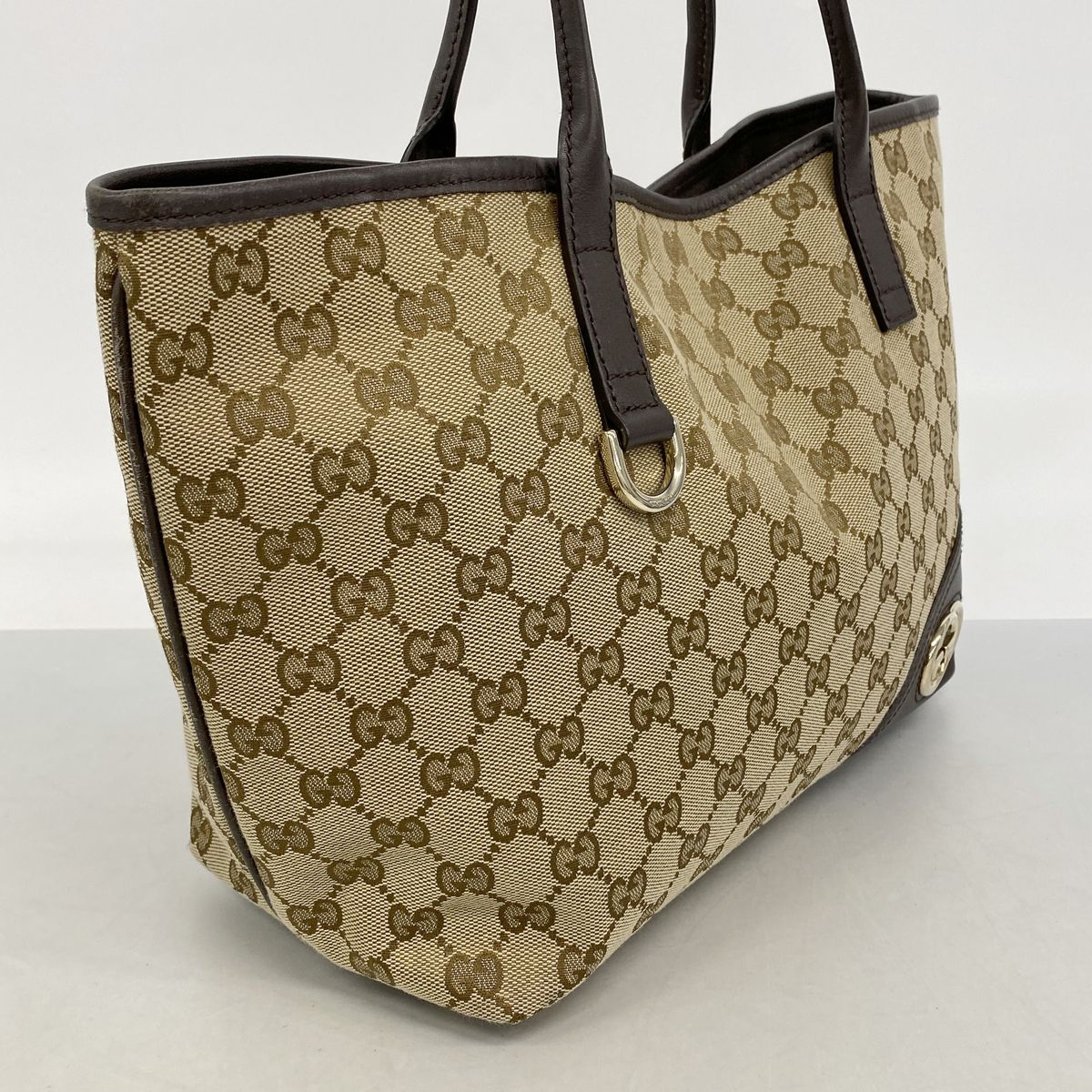 Gucci Tote Bag GG Canvas Beige Brown Gold — view 2