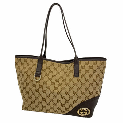 Gucci Tote Bag GG Canvas Beige Brown Gold