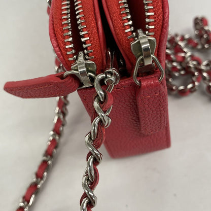 Chanel Shoulder Bag Boy Quilted Caviar Leather Red Silver — view 6