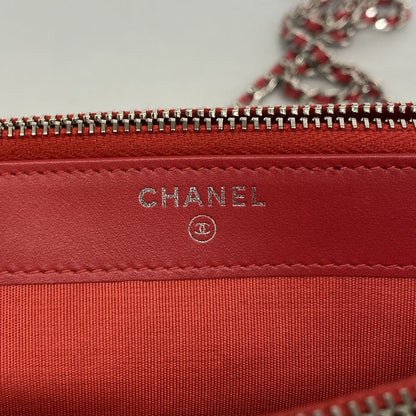 Chanel Shoulder Bag Boy Quilted Caviar Leather Red Silver — view 5
