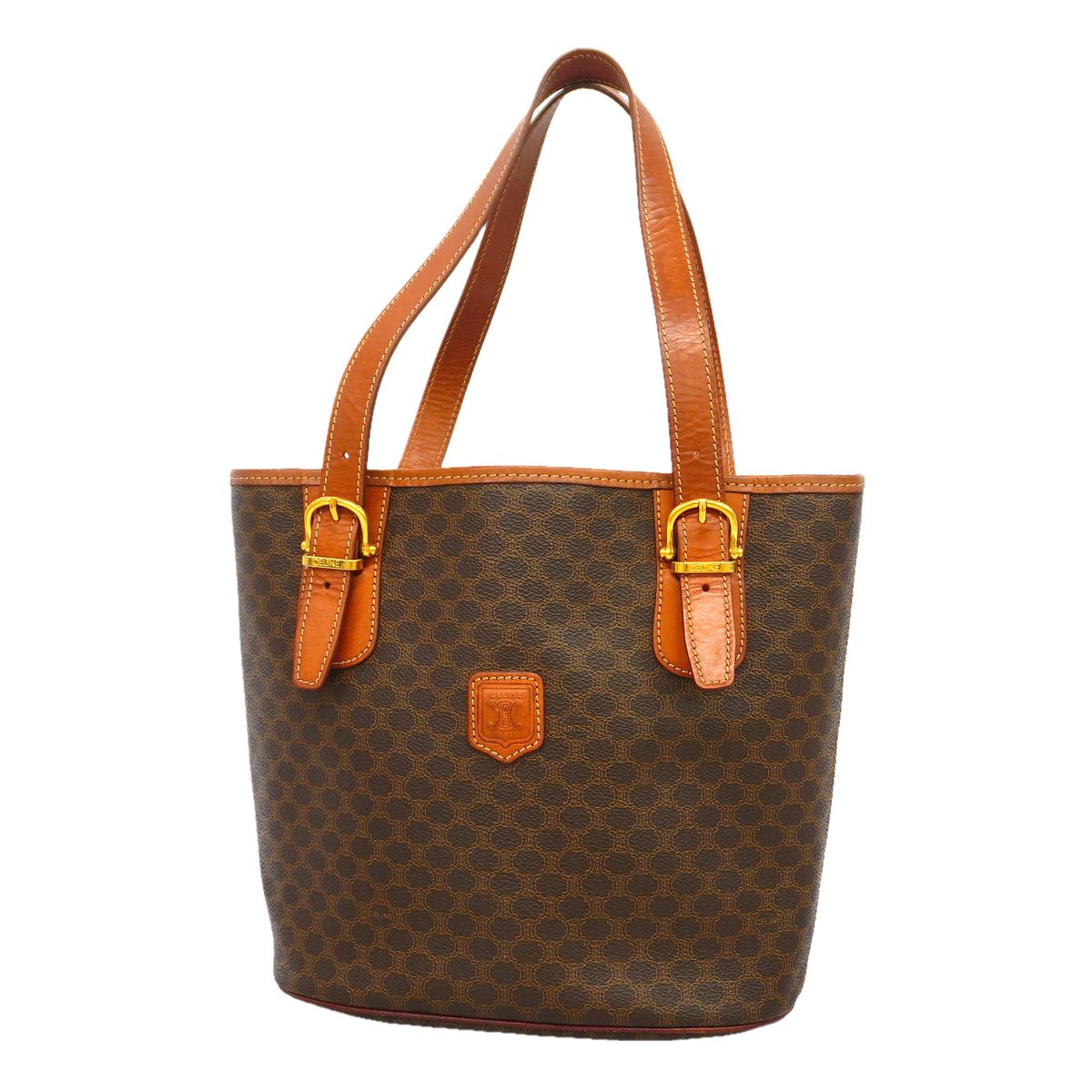 Celine Tote Bag Macadam Brown Gold