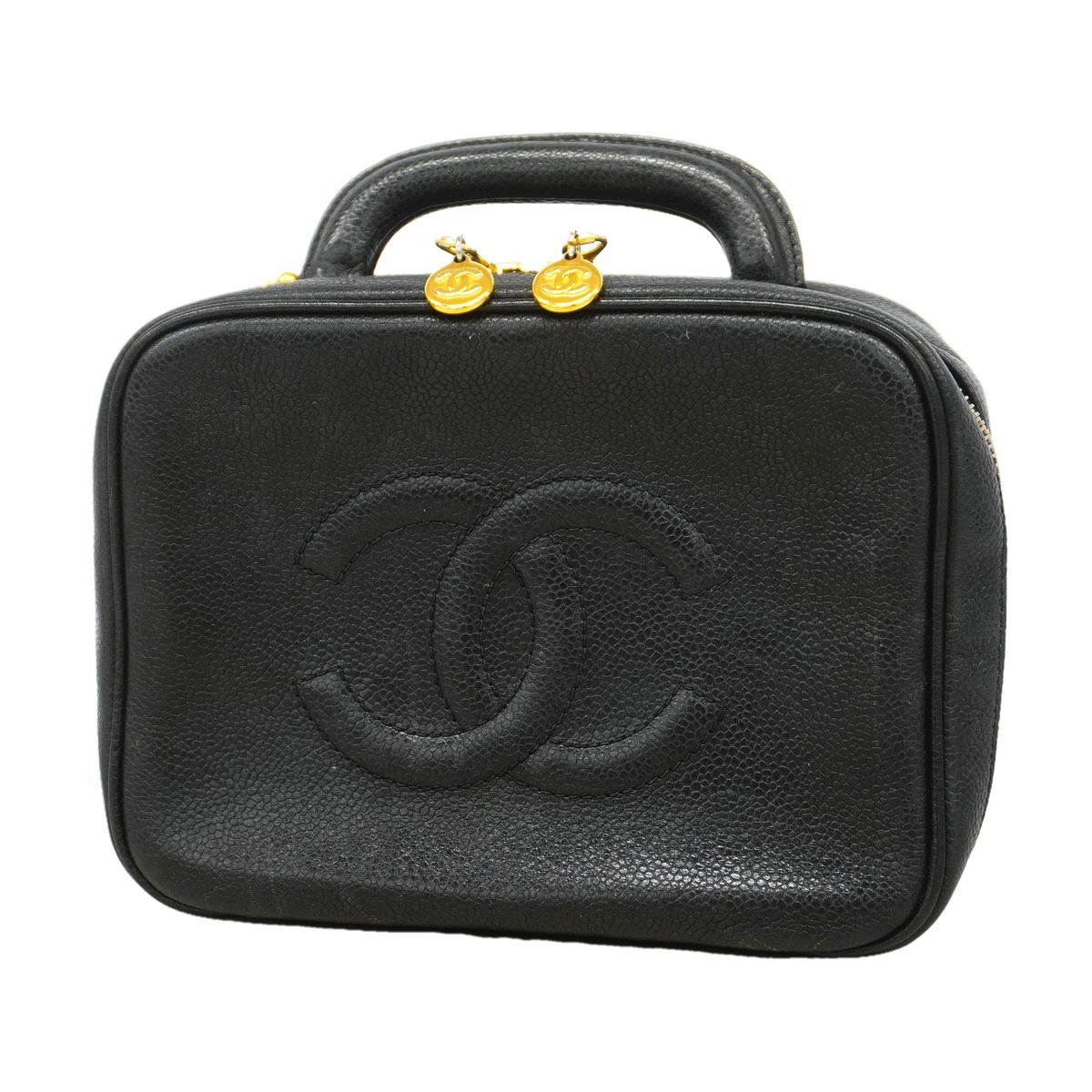 Chanel Vanity Bag Caviar Leather Black Gold