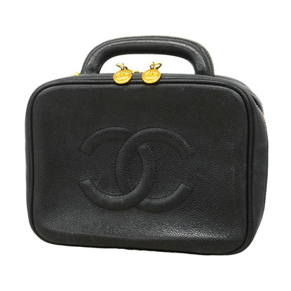 Chanel Vanity Bag Caviar Leather Black Gold